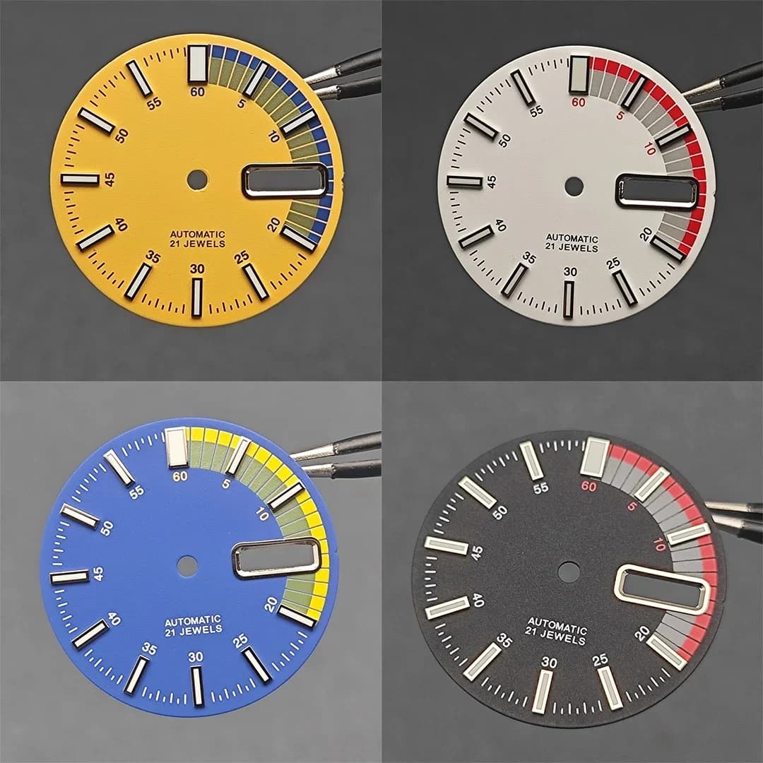 Modifica quadrante dell'orologio da 28,5 mm quadranti meccanici luminosi verdi accessori di ricambio per movimento NH36A/4R36