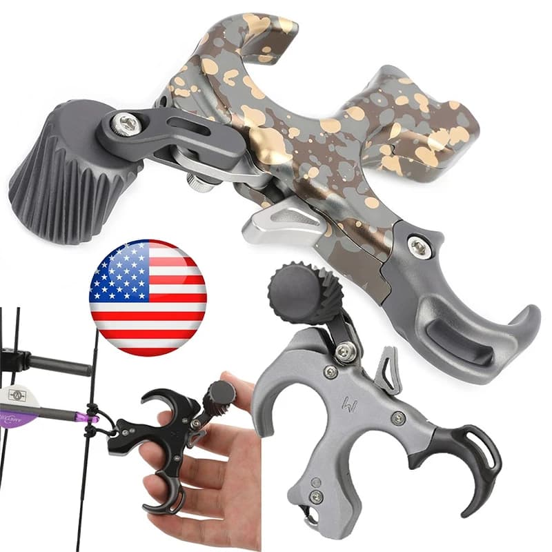 Archery 3 Finger Thumb Release Aid Adjustable Trigger Grip Compound Bow Caliper Release Tool Left Right Hand For Hunting Target Shooting