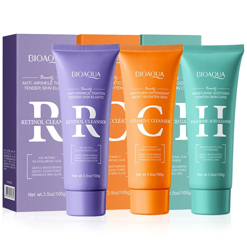 BIOAQUA Hyaluronic Acid Retinol Vitamin C Detergent Face Control Hydrating Oil Foam for Facewashing Skin Care