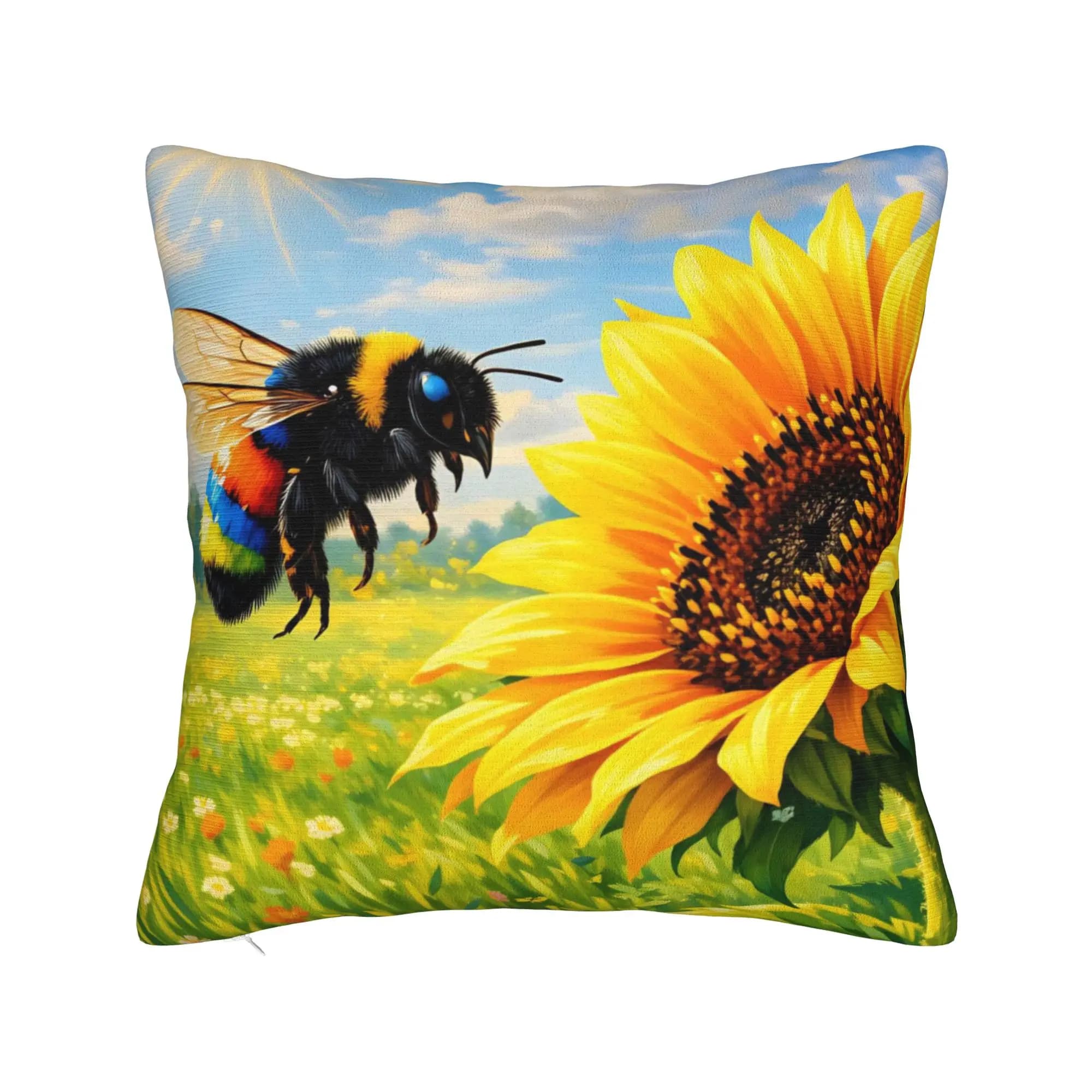 Bee and Flowers Pillow Case Comfy Pillow Cover For Living Room Chair Novelty Pillowcases