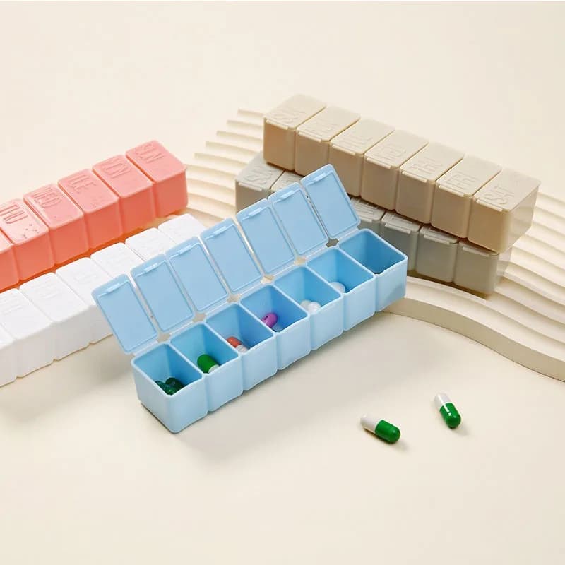 Organizzatore settimanale per pillole, portapillole da viaggio, contenitore per pillole per 7 giorni della settimana, contenitore per pillole per farmaci, vitamine, organizer FYQ24