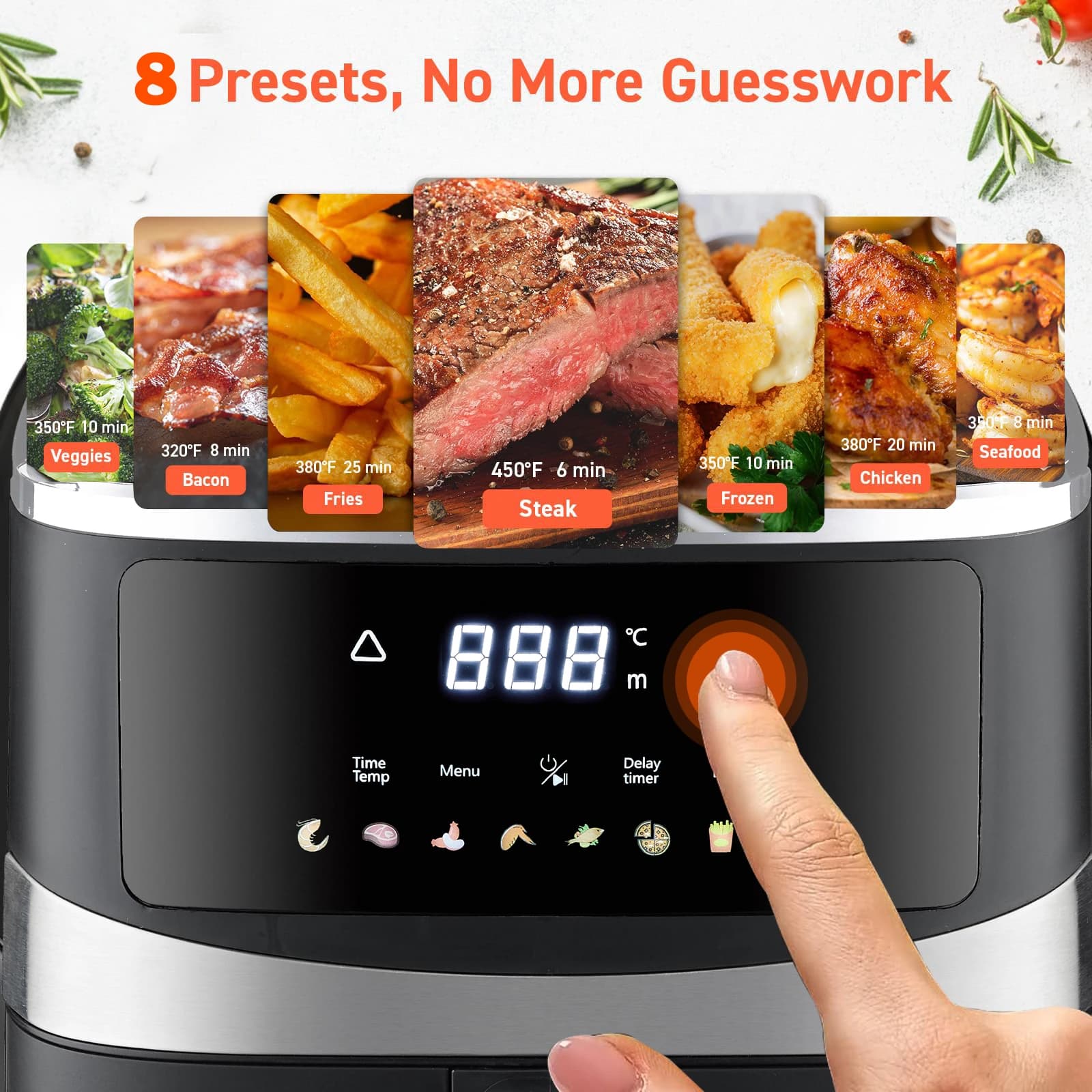 5.28 Qt Small Air Fryer - Digital Airfryer with 8-in-1 Presets, 98% Less Oil, Adjustable Temperature & Timer, Shake Reminder, Nonstick, Fast & Crispy Cooking