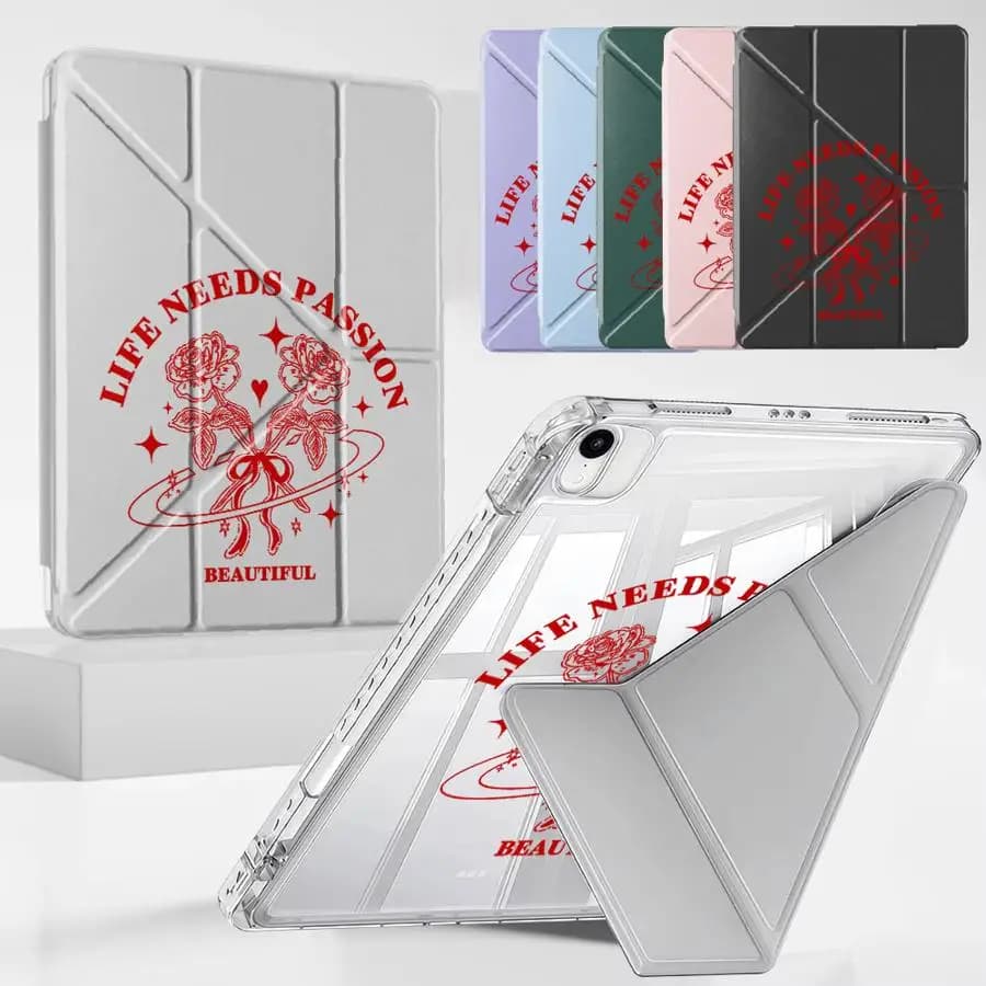 Red Rose Holder Cover Tablet Case For iPad Pro 2025 Mini 6 7 Air 4 5 M3 M2 M4 11inch Pro 11th 10th 9th 8th 7th 12.9inch Y-Fold