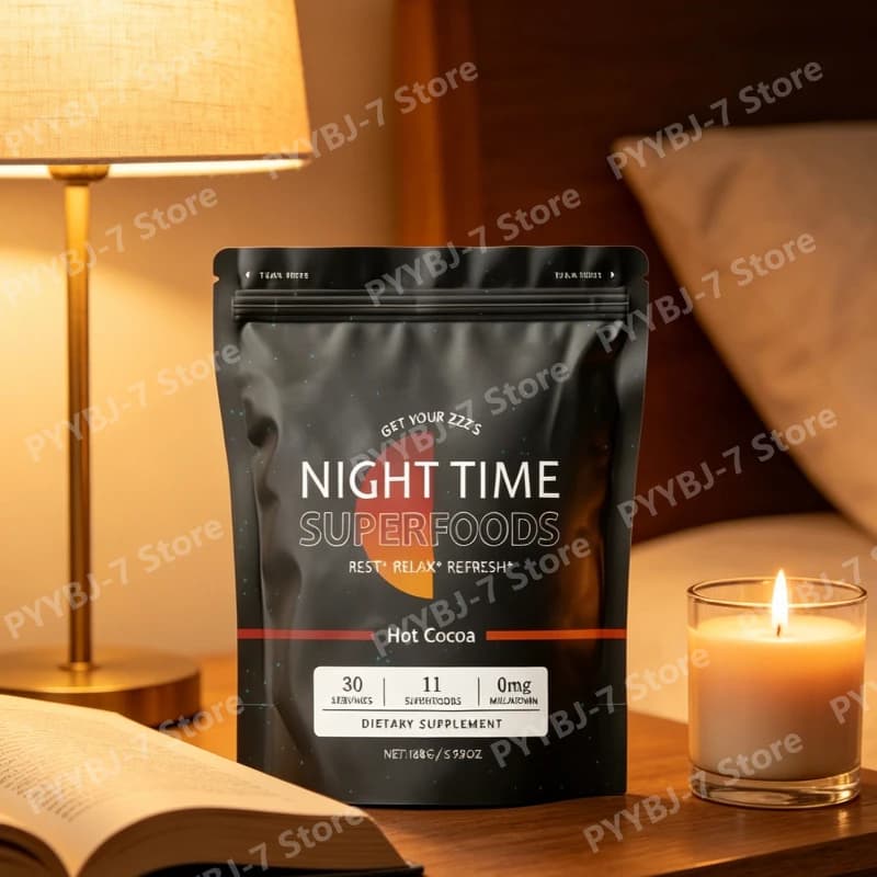 Cacao Caldo Notturno in Polvere Senza Melatonina per Adulti con Magnesio e Zinco Glicinato - Supporto Naturale per il Sonno