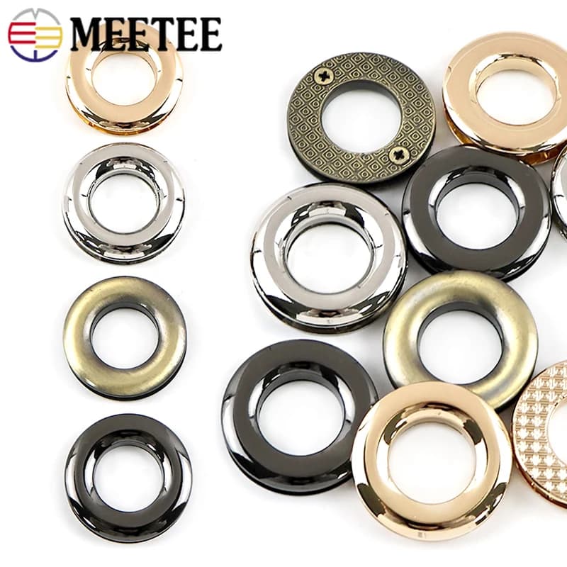 10 Pezzi Anelli a O in Metallo da 10-25mm, Fibbie per Giacche e Scarpe, Occhielli a Vite per Artigianato in Pelle, Accessori Hardware per Borse