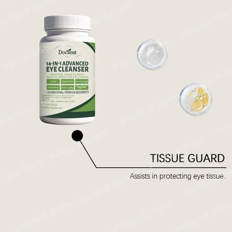 Capsule per la Pulizia degli Occhi, 60 Pezzi, con Vitamina, Luteina e Astaxantina, Riducono Affaticamento e Secchezza, Mantengono il Comfort, Integratore per la Salute