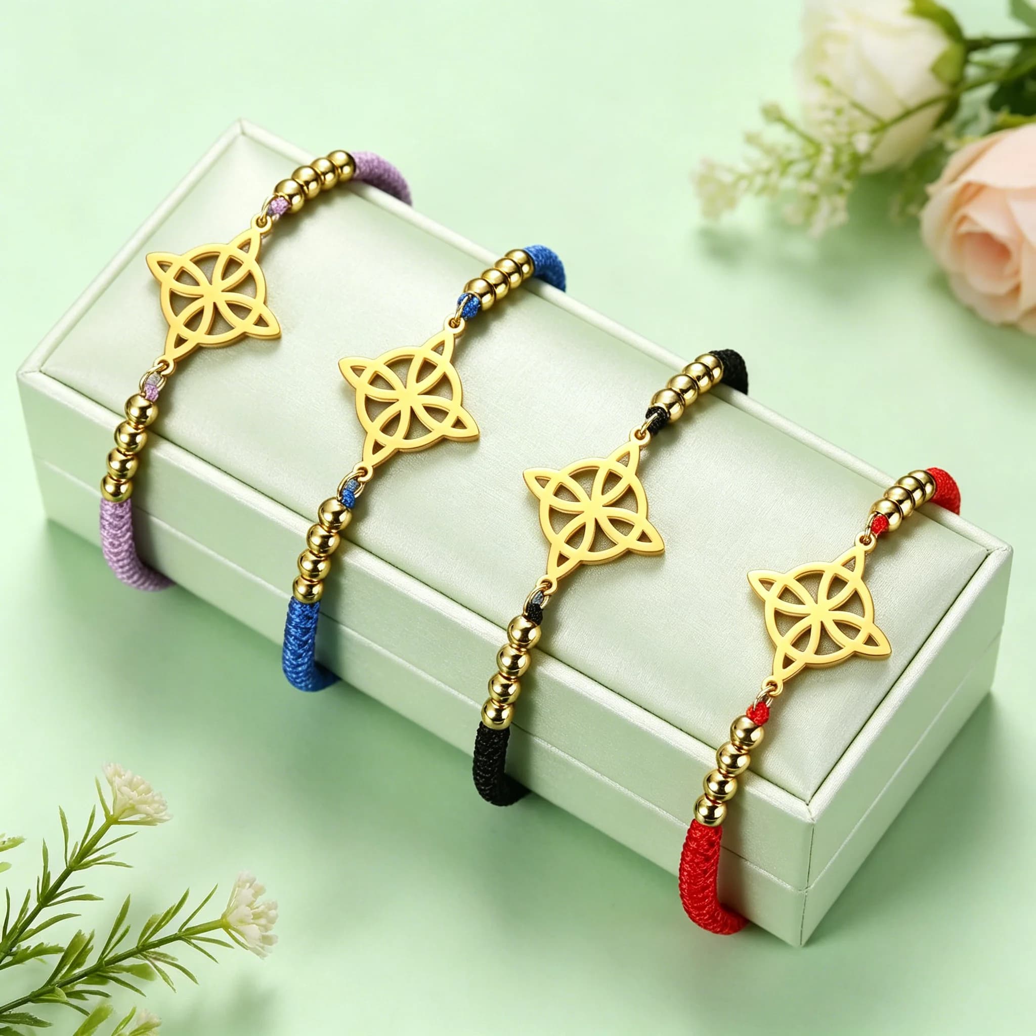 Trendy Geometric Witch Celtics Knot Charm Bracelet Men Women Female Stainless Steel Witchcraft Chain Love Bangles Jewelry