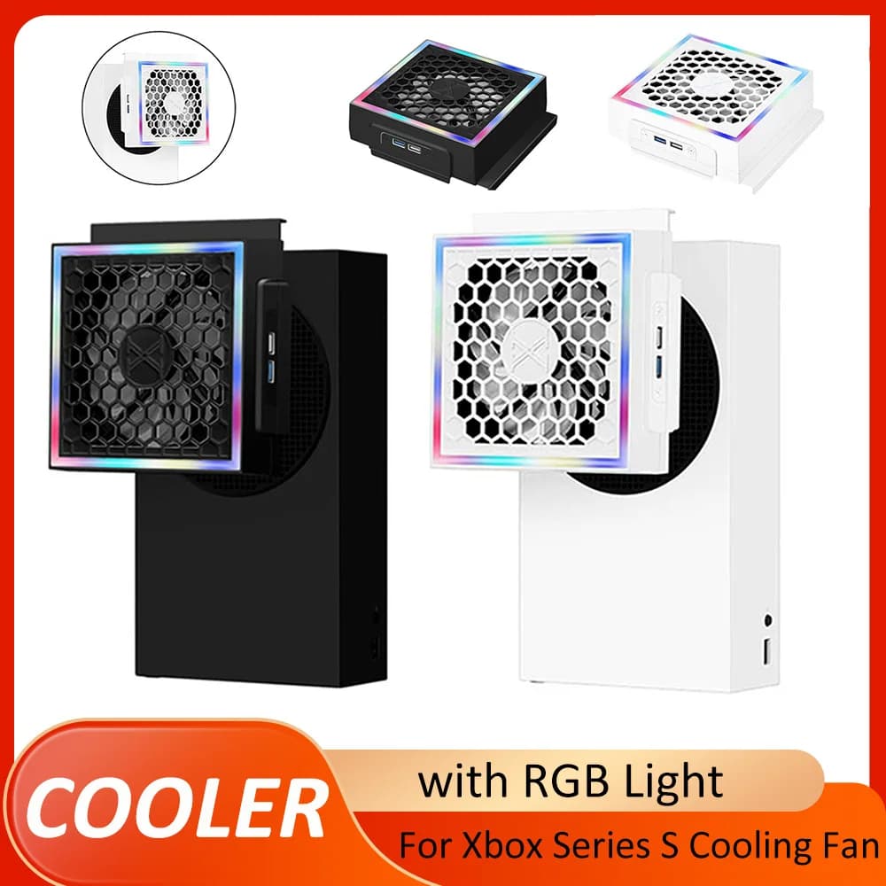 Ventola di raffreddamento RGB per console Xbox Series S 3 marce 5V 2.4A con 2 porte USB 7 modalità di illuminazione Accessori di gioco per Xbox Series S