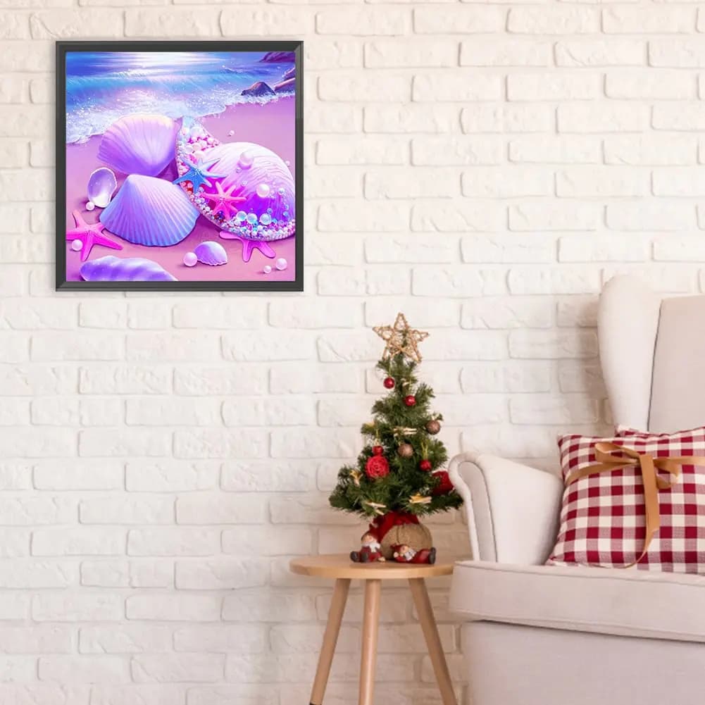 Diamond Painting Family Full Fairy Dust Diamond Dot Art Colorful Pink Shell Resin Mosaic Painting Kit AB Drill Cross Stitch Set