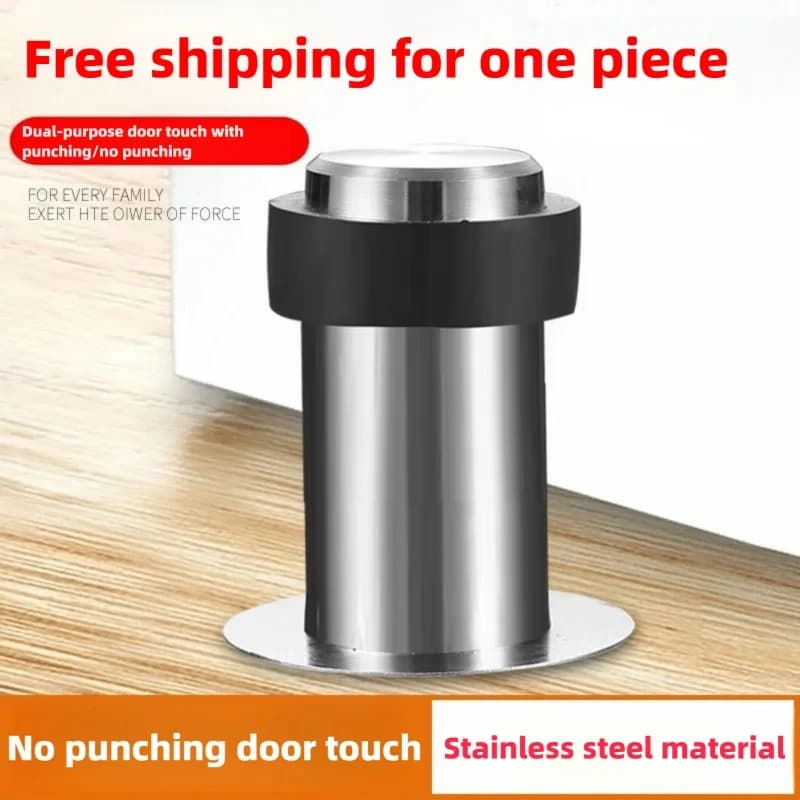 Rubber Floor Door Stopper with Stainless Steel Gaskets, Safety Protection Doorstop for Home Use