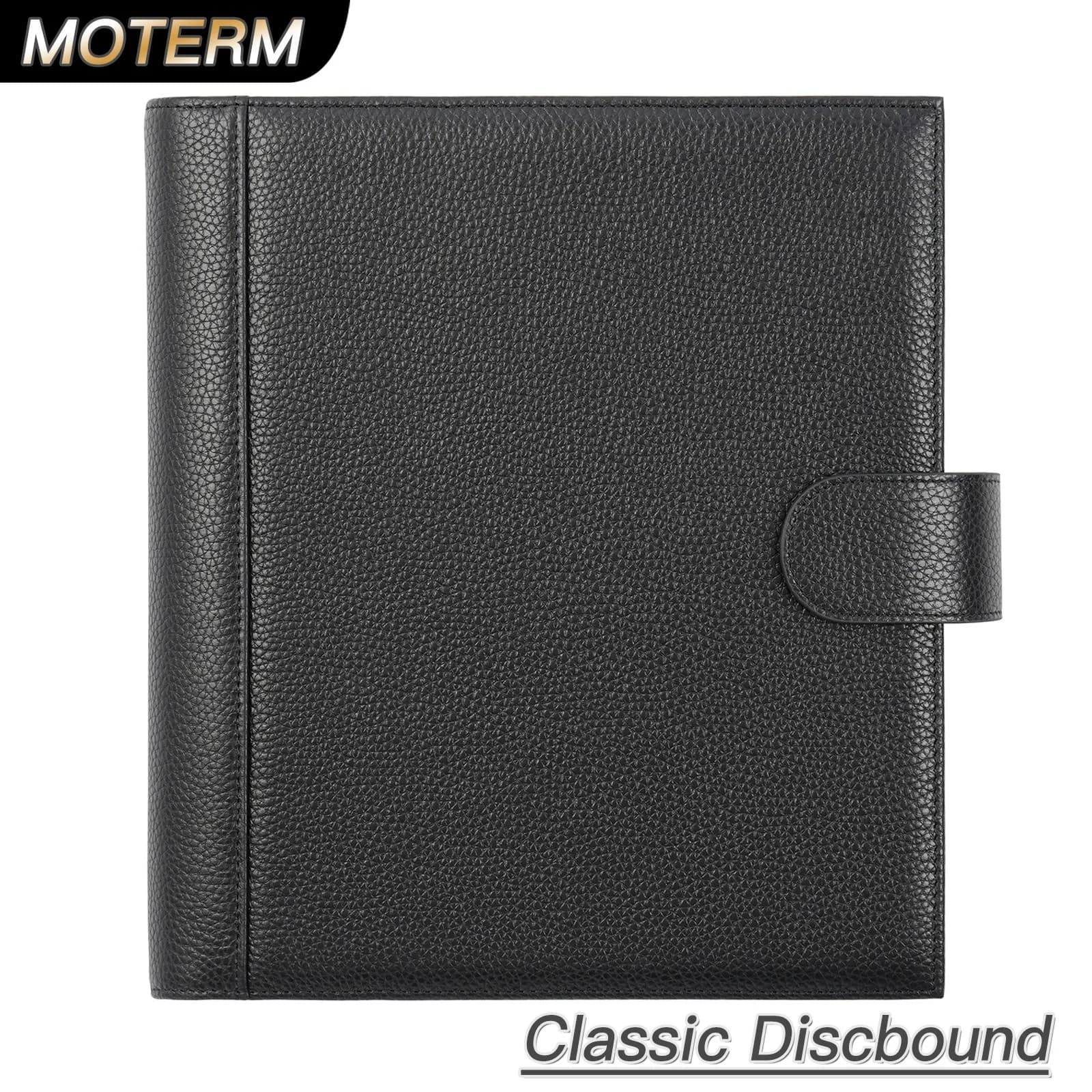 Copertina per agenda Moterm in vera pelle con sistema Discbound per Happy Planner Classic, organizer espandibile per notebook con sistema Discbound.