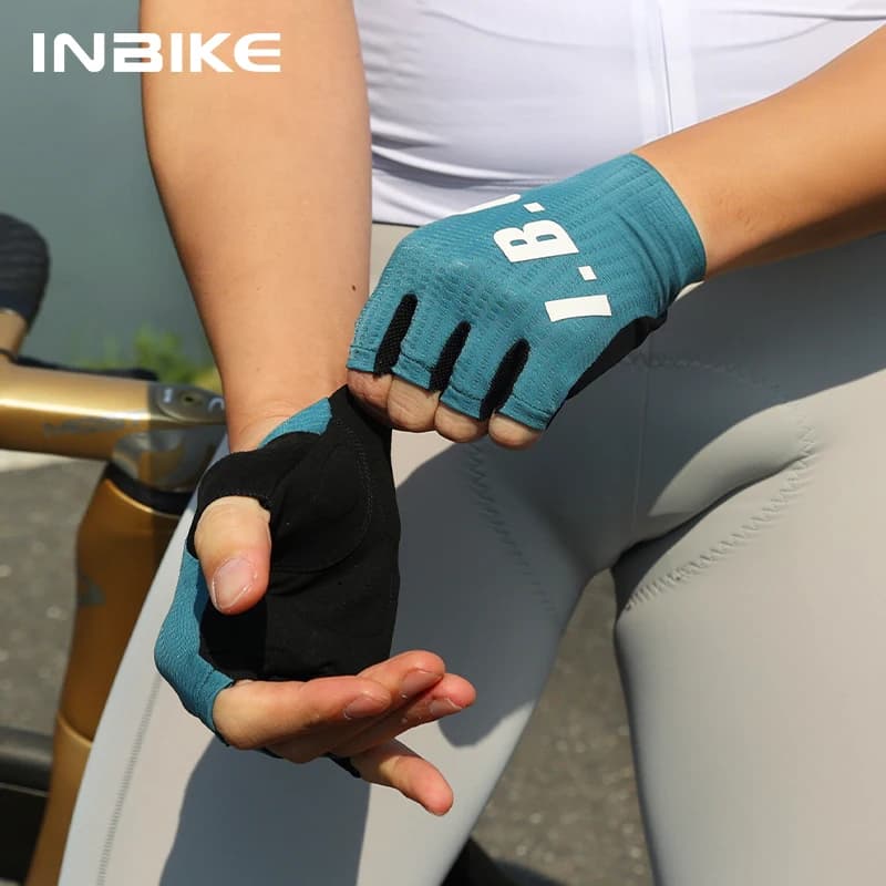 INBIKE summer cycling gloves for men, half fingers, breathable, anti-slip, shock absorbers, for road bikes.