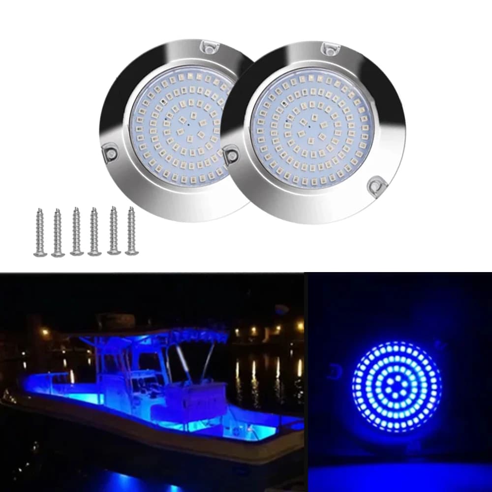 2Pcs 90 LED Round Marine Transom Mount Stern Anchor Navigation Light IP68 Waterproof Boat Marine Lights Yacht Underwater Light