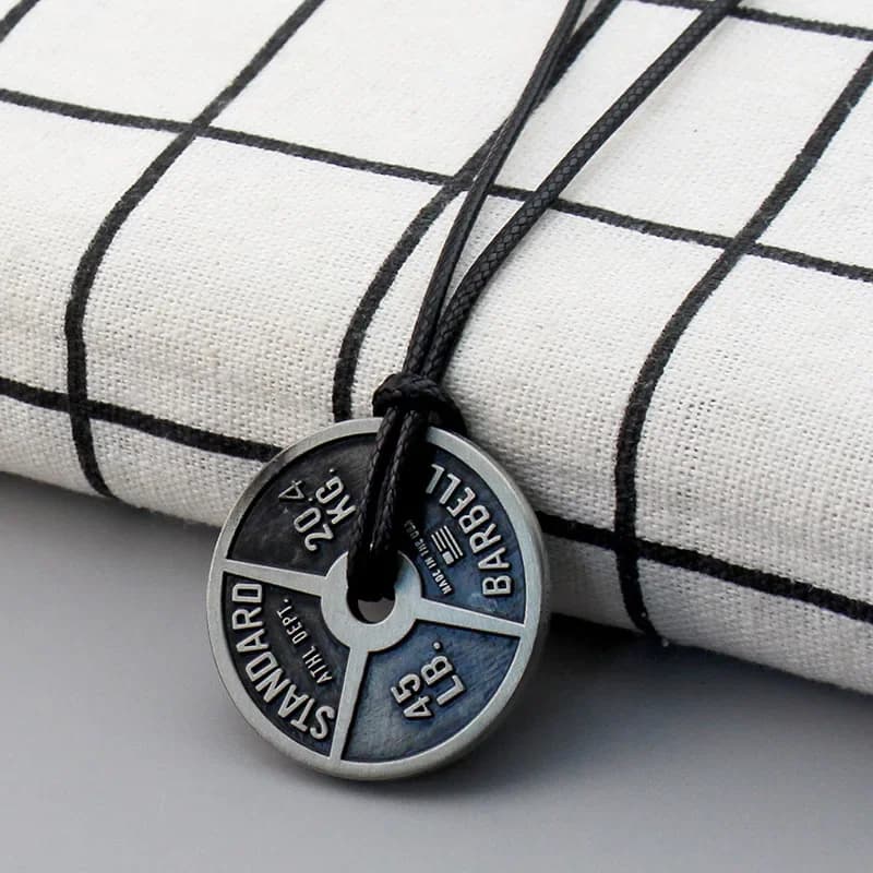 Weight flat balancer pendant with dumbbell gym necklace Fitness men's weight lifting bodybuilding exercise stainless steel jewelry