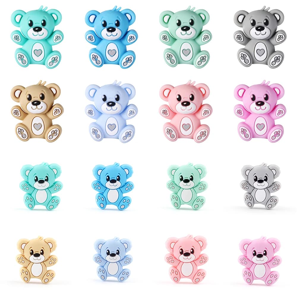 3/8/16PCS 3D Orso Perline di Silicone Animale Perline Focali Per Portachiavi FAI DA TE Creazione di Gioielli Artigianato di Arte Cucito Forniture Decorative