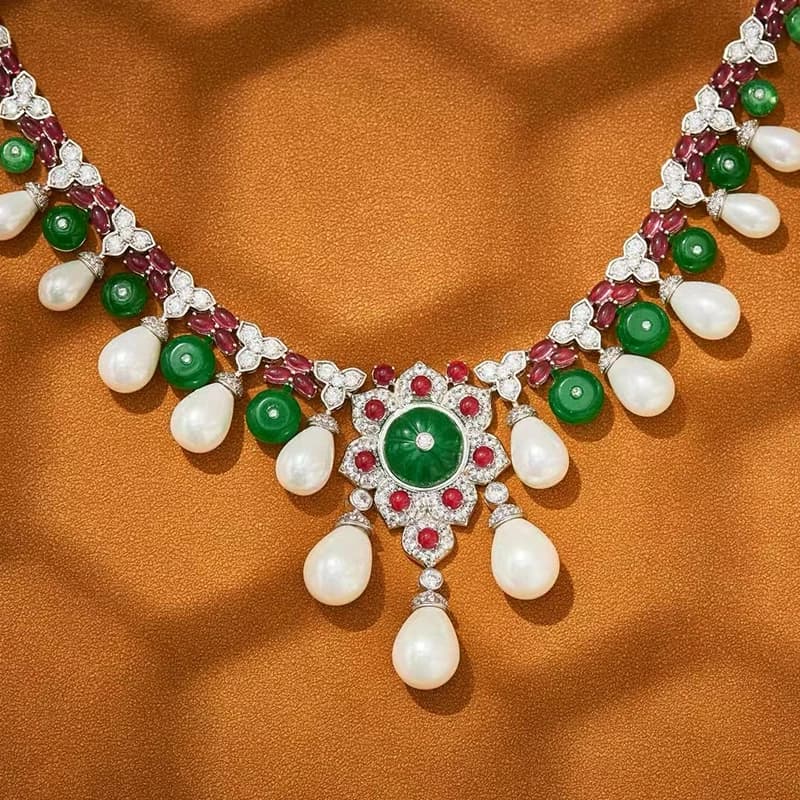 Pure 925 Sterling Silver Jewelry For Women Water Drop Pearls Green Gemstone Wedding Jewelry Set High Quality Earrings Necklace