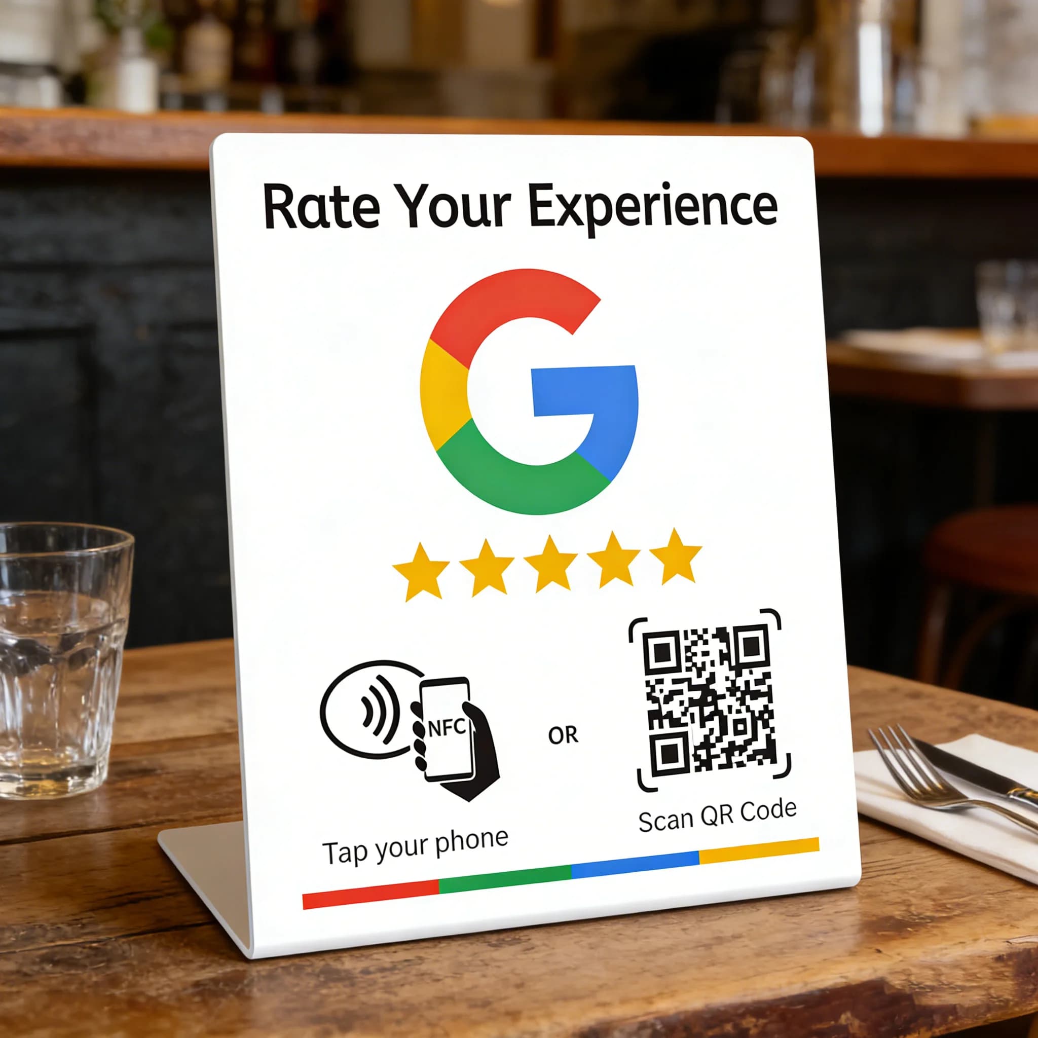 N-tag Crad per Google Review Tabella stazione NFC NFC 13,56 Mhz Recensioni programmabili Visualizza la staffa di marca in piedi per schede di flessione