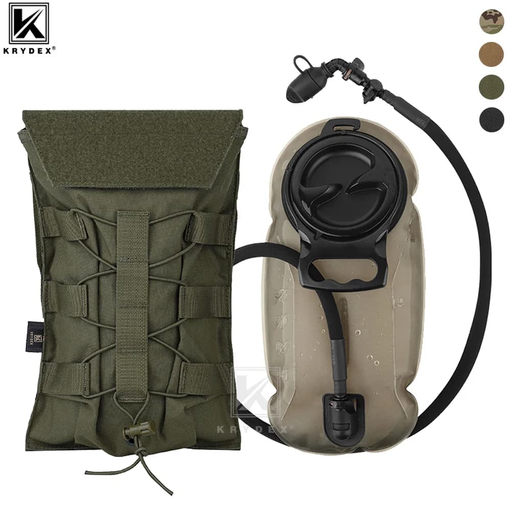 KRYDEX 500D Tactical 50 oz Hydrating Carrier MOLLE Pouch Modular 1.5L Water bag Packing Hunting Outdoor Hiking Accessories