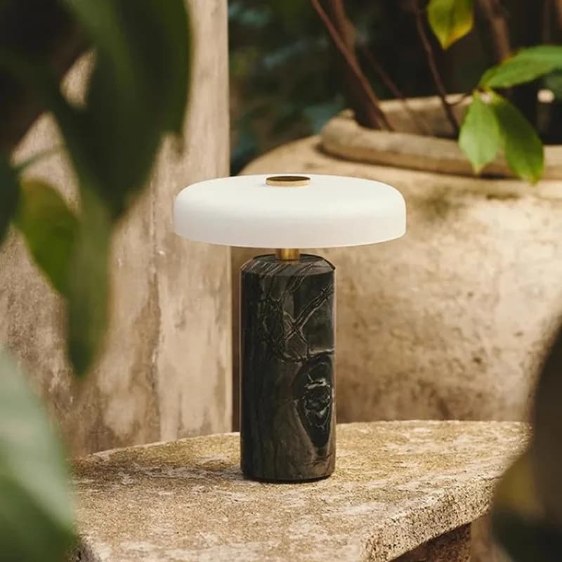 Modern Minimalist Portable Rechargeable Desk Lamp Nordic Living Room Bedroom Bedside Marble Glass High-end Atmosphere Light LED