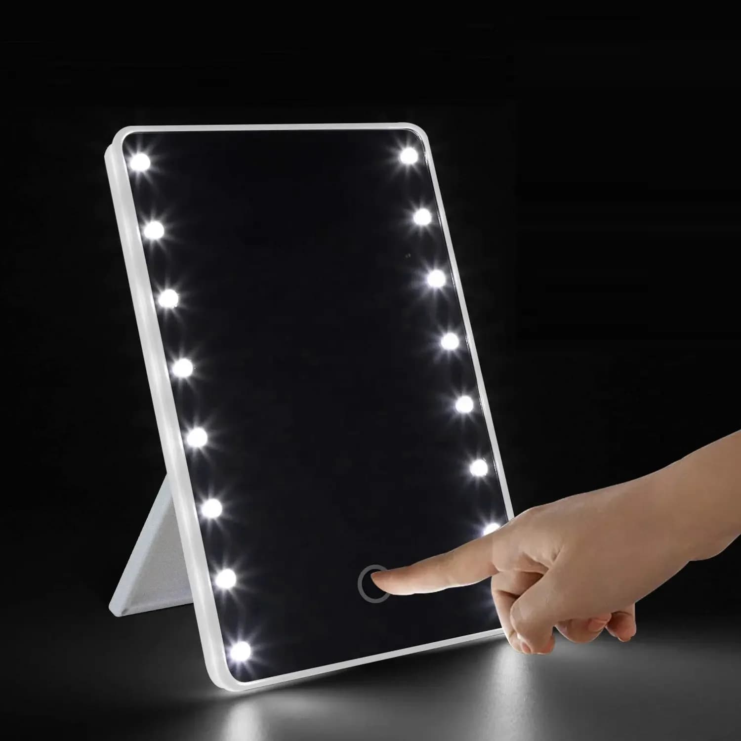 Specchio per trucco cosmetico con luci Specchio cosmetico Interruttore tattile Carica USB portatile o Alimentazione a batteria Supporto pieghevole da viaggio portatile