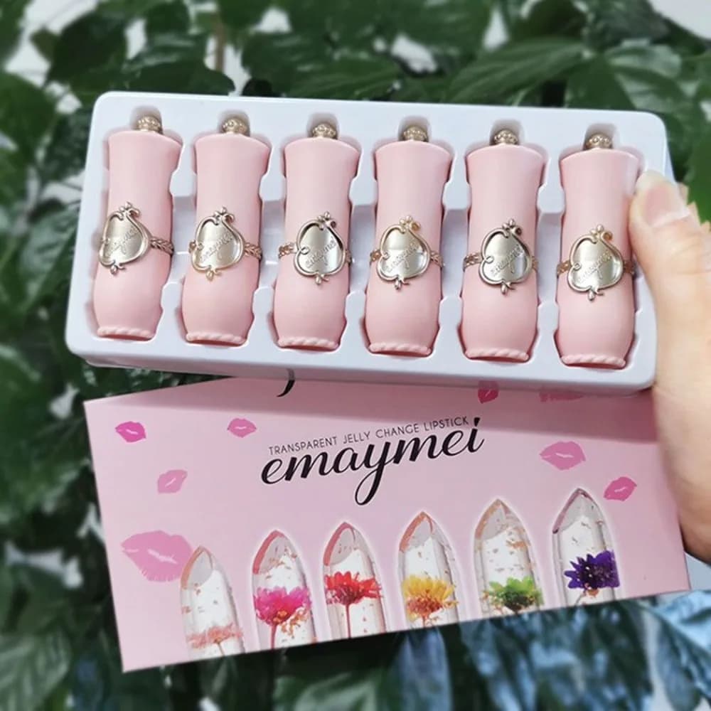 New Transparent Jelly Lipstick Long Lasting Waterproof Lip Gloss Moisturize Dried Flower Temperature Change Lipstick Girl