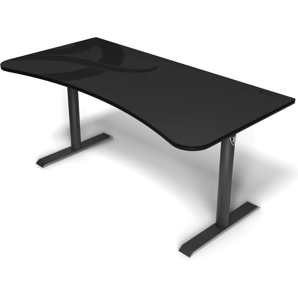 Scrivania da Gaming Curva con Superficie Impermeabile, 3 Alloggiamenti per Monitor e Gestione Cavi - Grigio Canna di Fucile