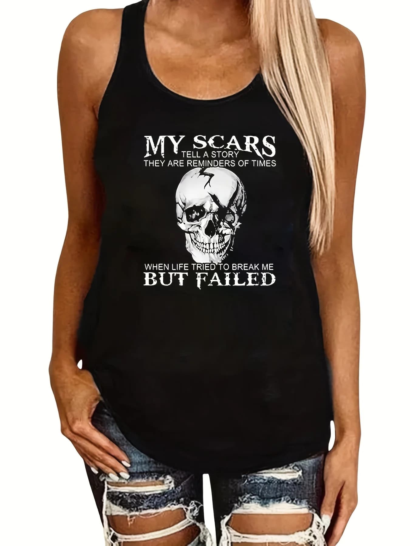 Skull Print Tank Tops Sleeveless Crew Neck Casual Vest T Shirt for Summer and Spring Women's Graphic Vintage Tshirt Clothing