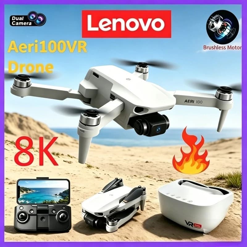 Drone Quadricottero RC Professionale Lenovo Aeri100VR 4K 8K con Telecomando con Schermo, Elicottero Giocattolo Regalo per Bambini