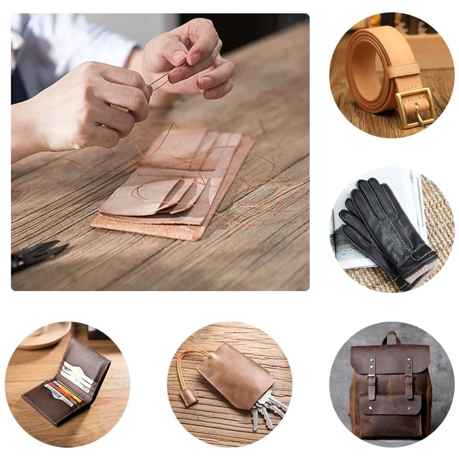 Kit da 31 Pezzi per Cucito in Pelle, Set per Lavorazione Artigianale della Pelle con Scanalatore, Punzone, Ditofodero Cerato
