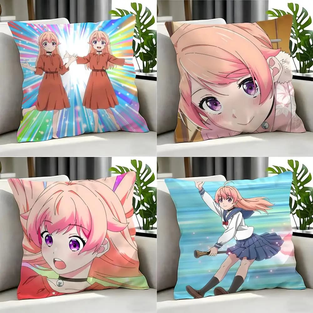 anime Witch Watch2 Cushion Cover Cushion Cover Set 4Pcs 50x50 45x45 40x40 Pillowcase Decorative Sofa Home Decor