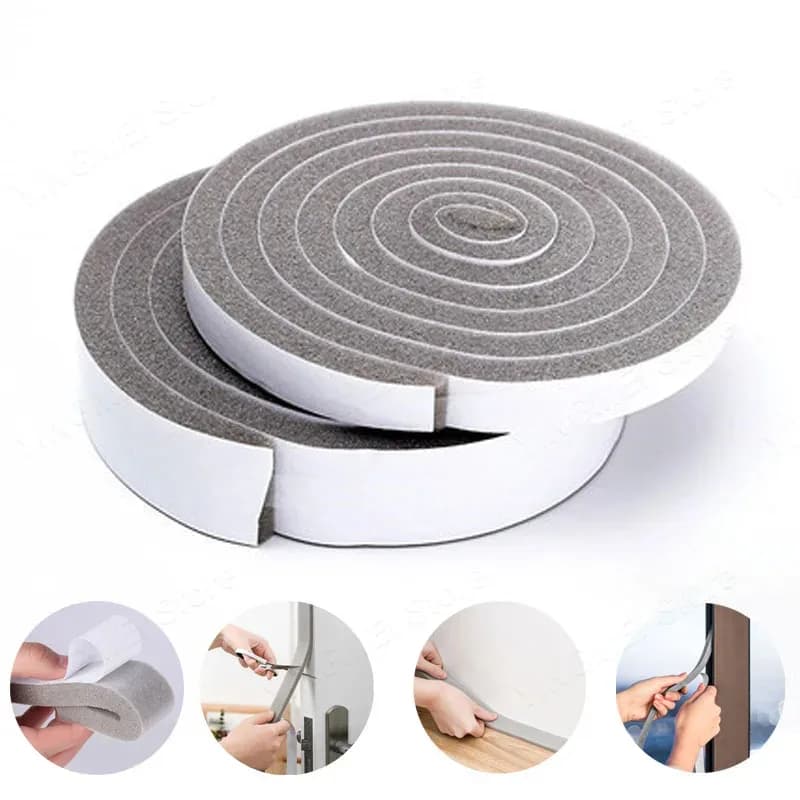 2 Rolls (4M) Foam Insulating Tape for Air Conditioner Sealing Strips for Sponge Window Soundproof Gasket for Door Gap Blocke