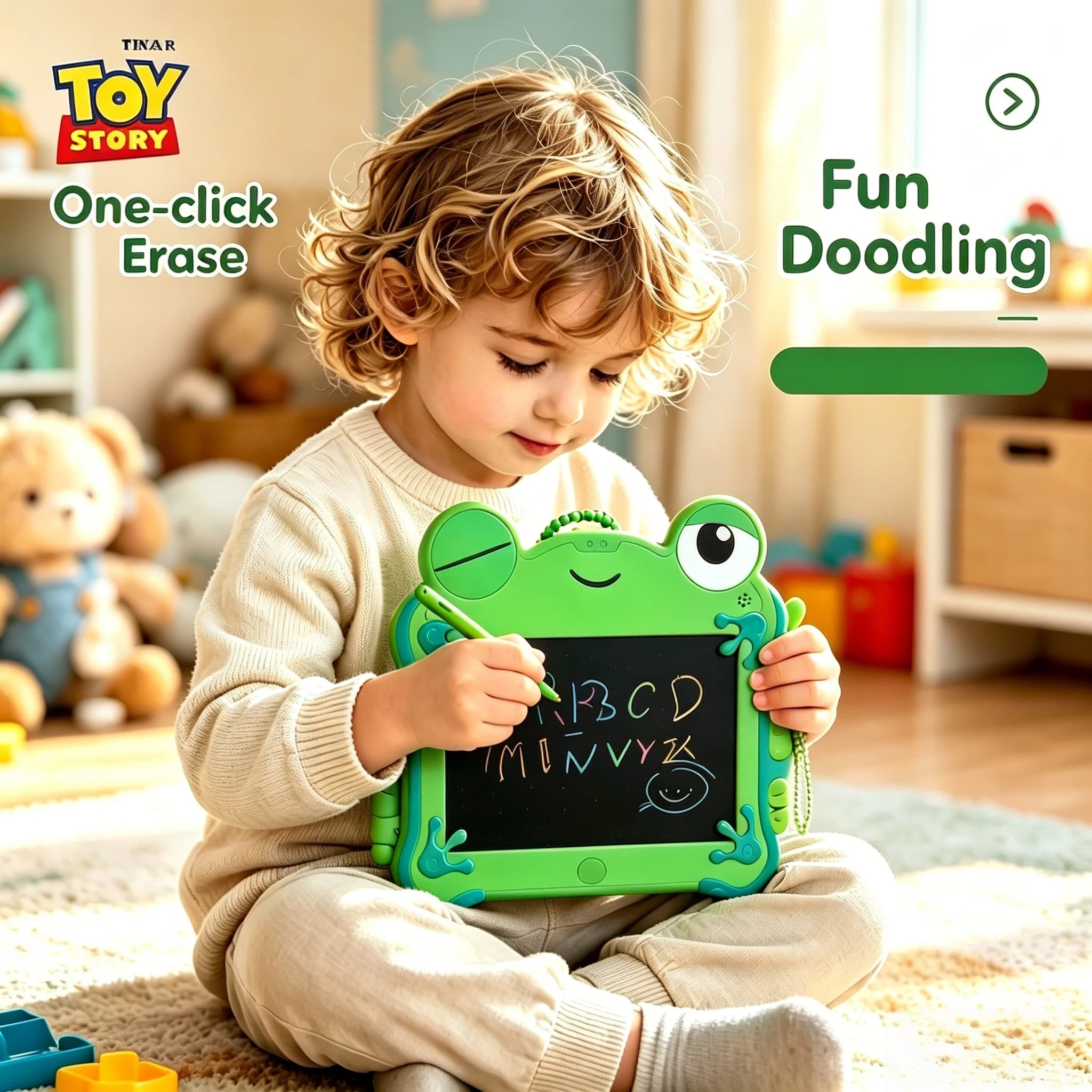 Toy Story 5 Authentic Frog Lilypad LCD Tablet Keychain Erasable Drawing Boys Puzzle Drawing Erasable Handwritten Bag Pendant