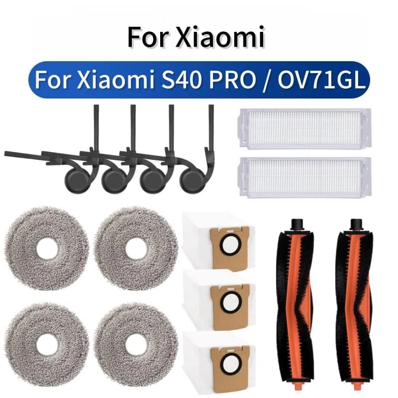 For Xiaomi Robot vacuum S40 PRO / OV71GL replacement parts Main brushes Side brushes Dust bags Mop cloths Filters