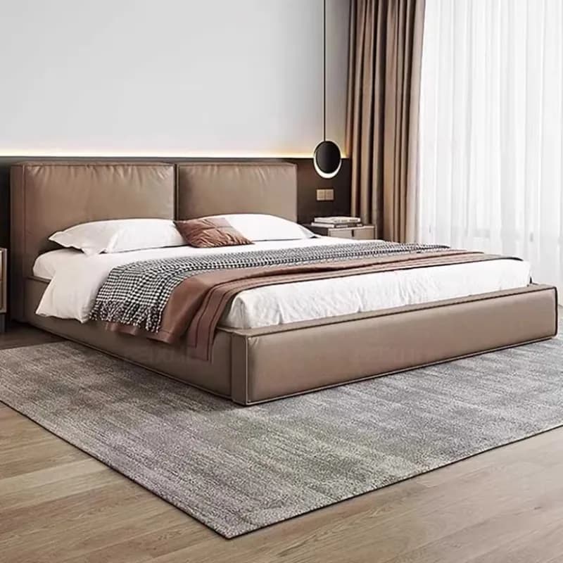 Gamba del letto matrimoniale europea minimalista Estetica moderna King Size Struttura del letto matrimoniale Testiera Mobili Master Cama De Casal di lusso