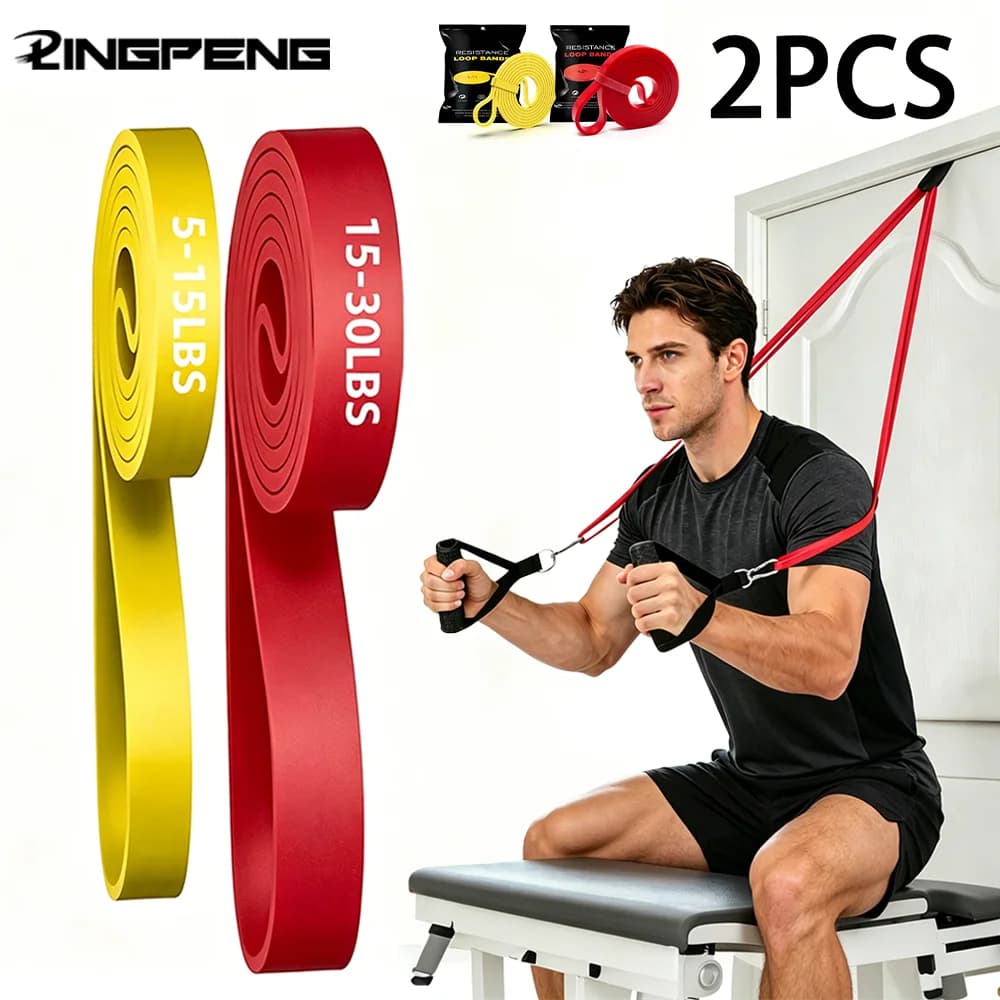 Fascia elastica per yoga da 2 pezzi con diversi livelli di resistenza, fascia elastica per fitness, per il sollevamento dei fianchi, squat profondi, modellamento del corpo