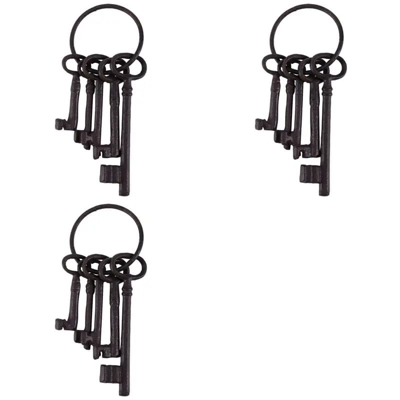 Set di 3 Chiavi per Baule del Tesoro Pirata L60A, Portachiavi Stile Antico, Chiave Scheletro in Ghisa Rustica per Decorazione Murale, Accessorio per Costume (5 Chiavi)