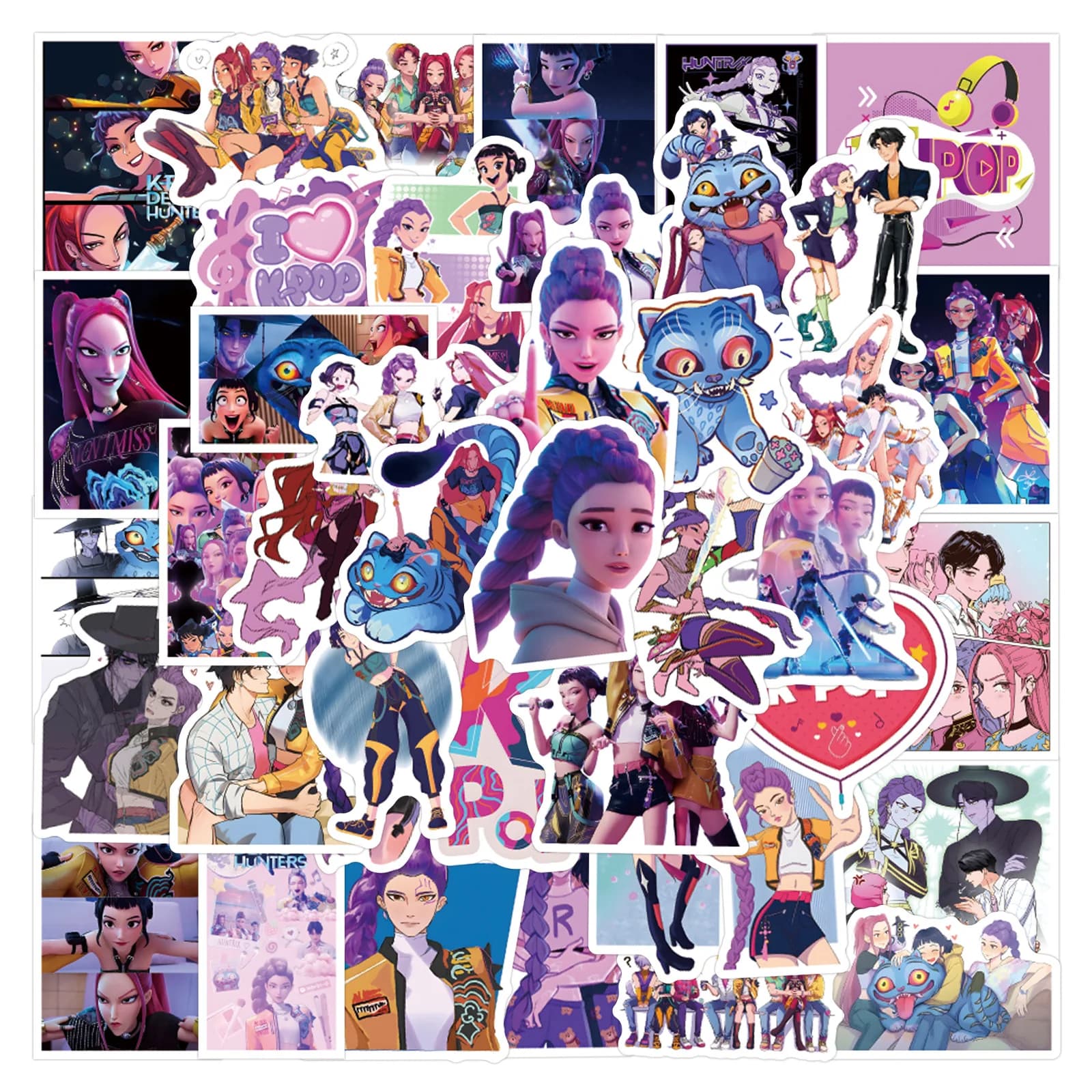 Adesivi Anime K-pop Carini e Trendy 55/110 Pezzi, Impermeabili, per Decorazione Fai-da-Te di Valigie, Quaderni, Borracce, Ventilatori e Articoli per Feste