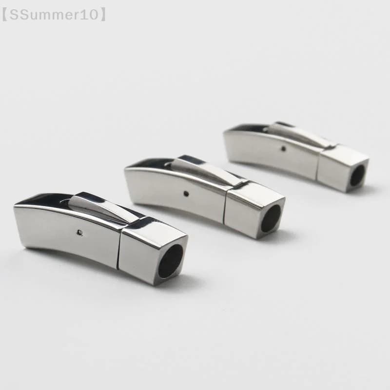 【SSummer10】Chiusura a Baionetta in Acciaio Inossidabile con Foro da 4mm 5mm 6mm, Chiusura a Pressione per Braccialetti in Pelle Fai da Te, Forniture per Creazione Gioielli【SS】