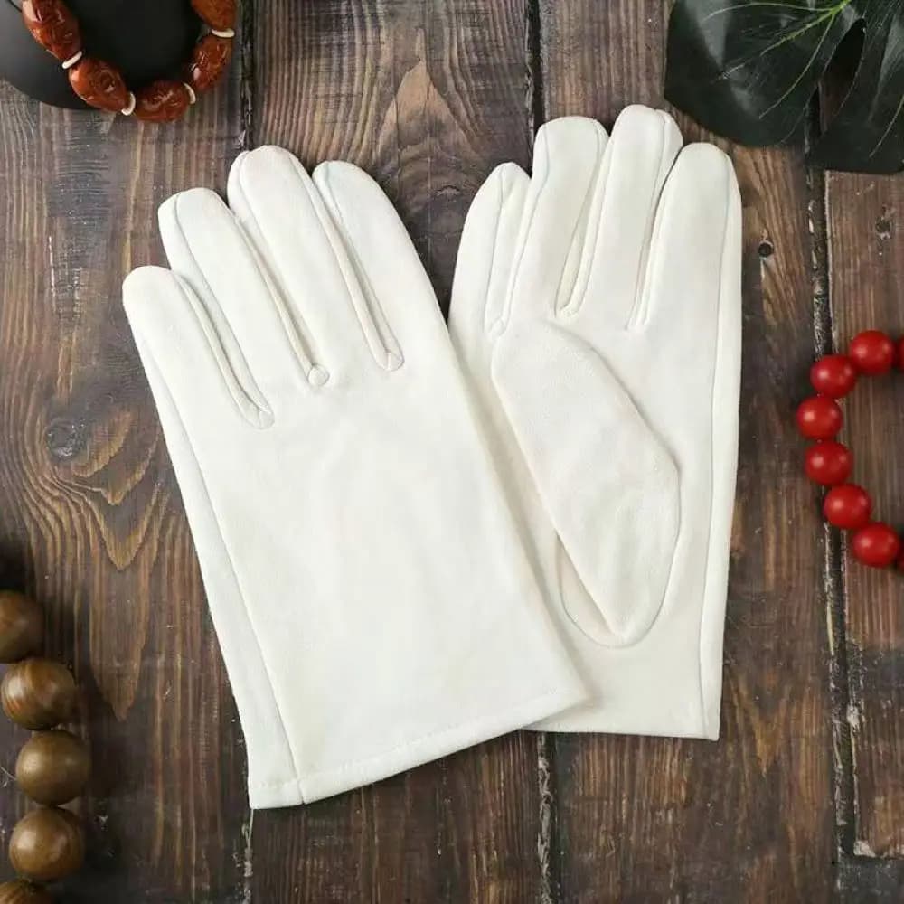 White Suede Jewelry Care Gloves Breathable Fabric Protection For Antique Beads Polishing Professional Hand Cover