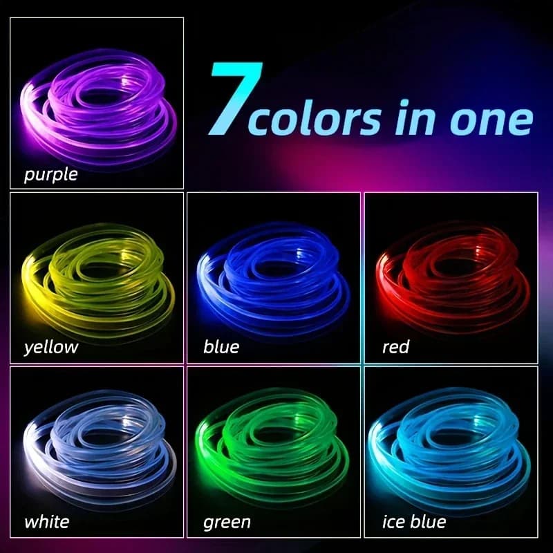 Striscia LED Decorativa per Interni Auto 1M/3M/5M, Cavo EL Flessibile per Illuminazione Ambientale Fai-da-Te, Luce Atmosfera per Feste