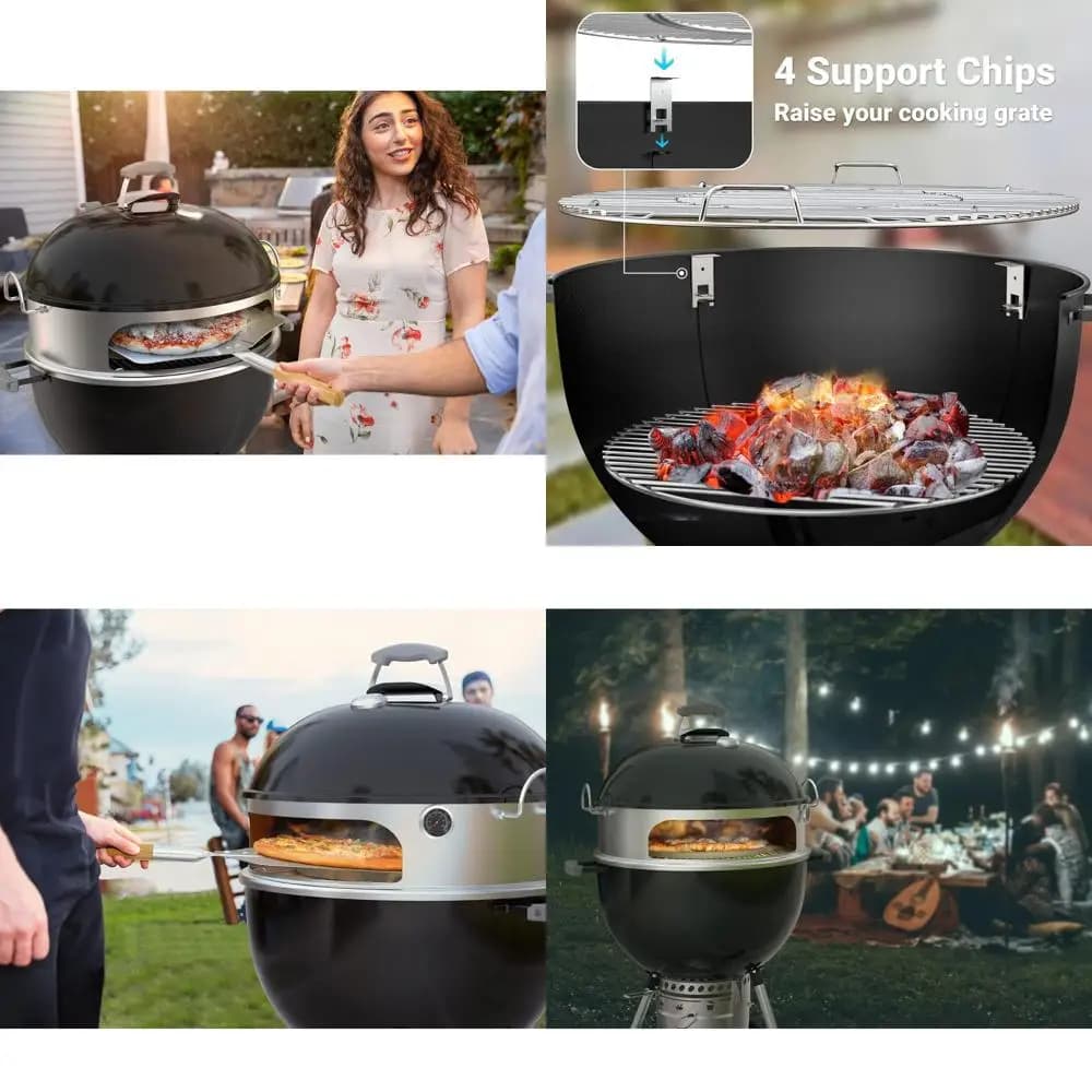 Kit pizza Weber 22 Kettle Grill: anello in acciaio inossidabile, pietra per pizza e buccia di alluminio