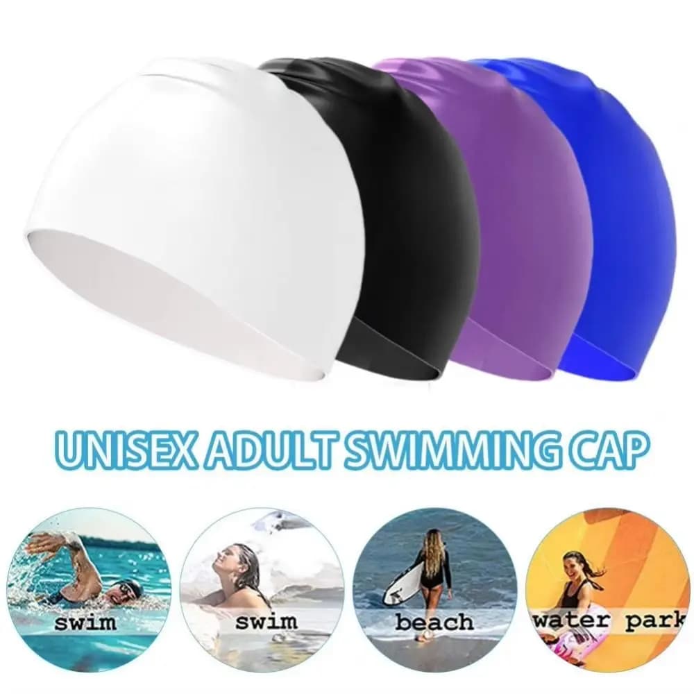 Copricapo da nuoto in silicone elastico Cuffia da nuoto impermeabile morbida tinta unita Design addensato Cuffia da snorkeling professionale