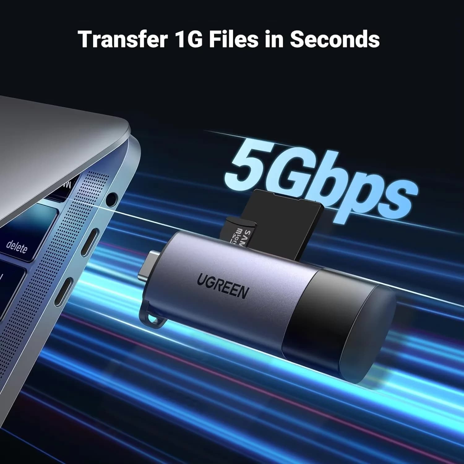 Lettore di schede SD UGREEN USB C, lettore di schede Micro SD USB 3.0 2 in 1 per MicroSD SDHC SDXC