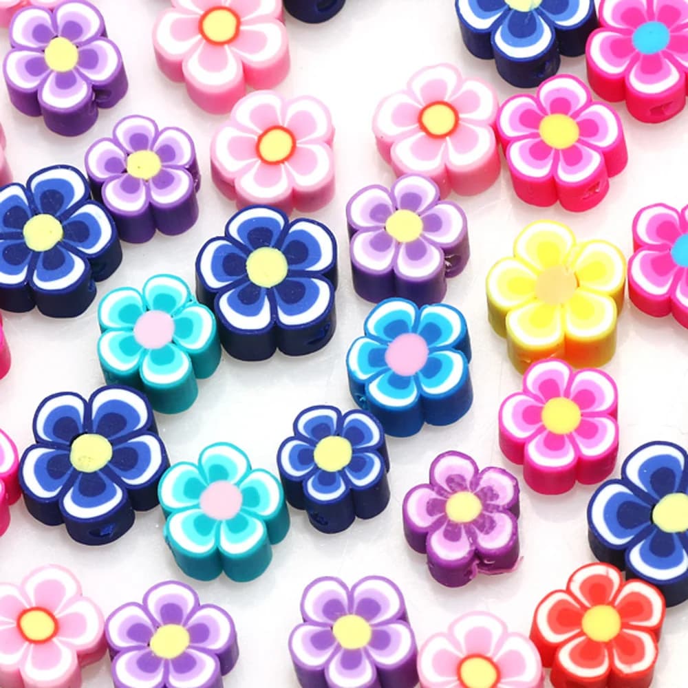 100 pezzi 10mm fiori misti perline di argilla polimerica per collana braccialetto fai da te gioielli per piccole imprese che fanno forniture artigianali fatte a mano