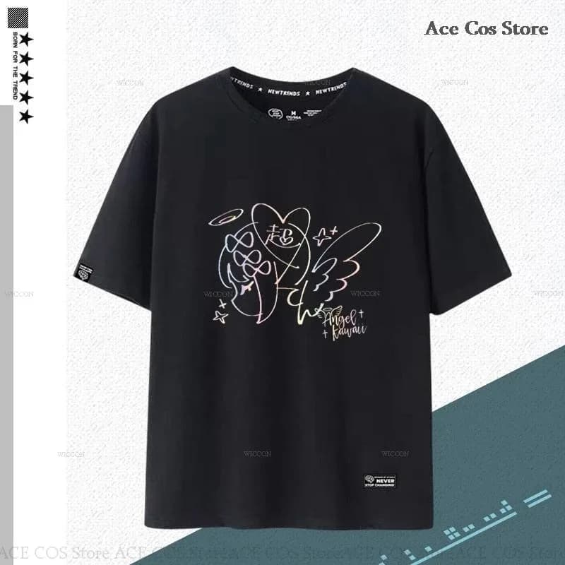 25COSNEEDY GIRL OVERDOSE Kangel Rain Black T-shirt Jirai Kei Graphic Ita Tee Unisex Outfit Top Short Sleeve Kawaii Doujin Clothe