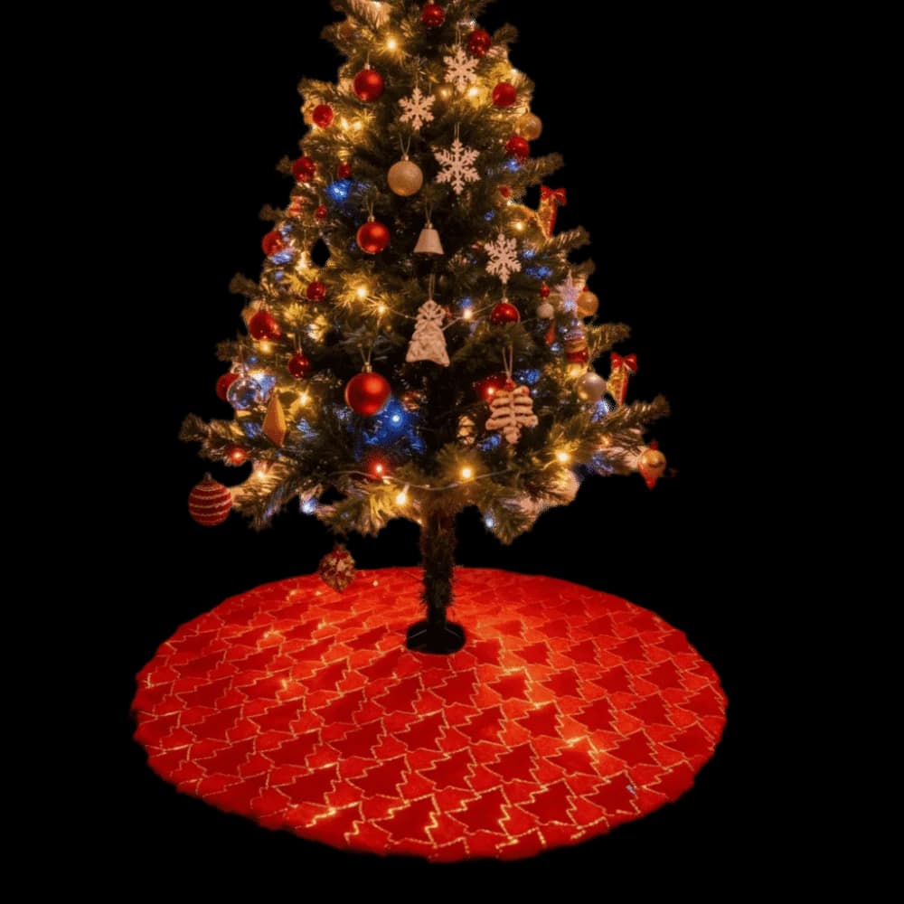 Minimalist Plush Christmas Tree Skirt Shiny Sequins Soft Faux Fur Tree Carpet Round Fluffy Tree Rug Indoor Decoration