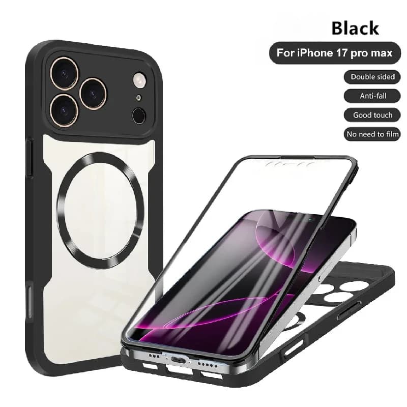 Luxury Double-Sided Transparent Magnetic Case For Iphone 17 Air 16 15 14 13 12 11 Pro Max Plus Fashionable Shockproof Soft Cover