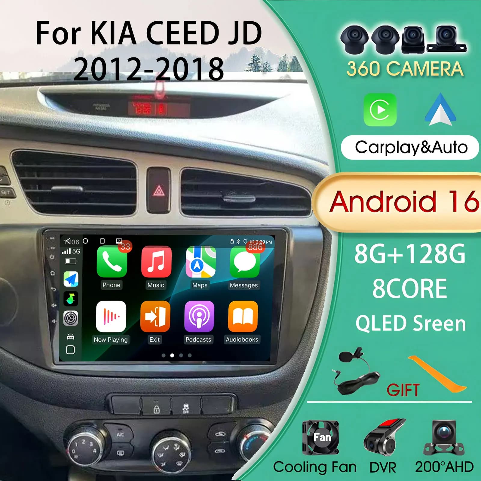 Android 15 Autoradio Per KIA CEED JD Ceed 2012-2018 Multimediale Automotive Carplay Android Auto Wireless 8Core Audio Car Stereo