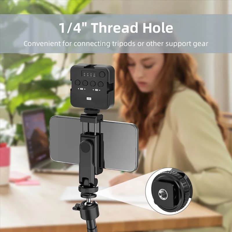 Stable Performance-Multi-Functional Phone Holder Clamp Phone Tripod Mount Rotatable With Dual Cold Shoe Mounts For Smartphone Vl