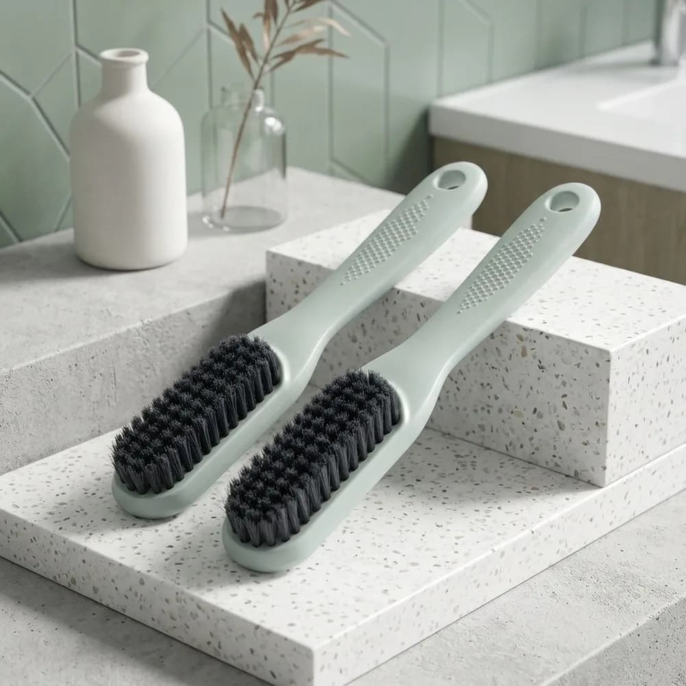 Polypropylene Laundry Brush with Crank Grip and Flexible Bristles for Shoes Boots Floors Sinks and Fabric Items